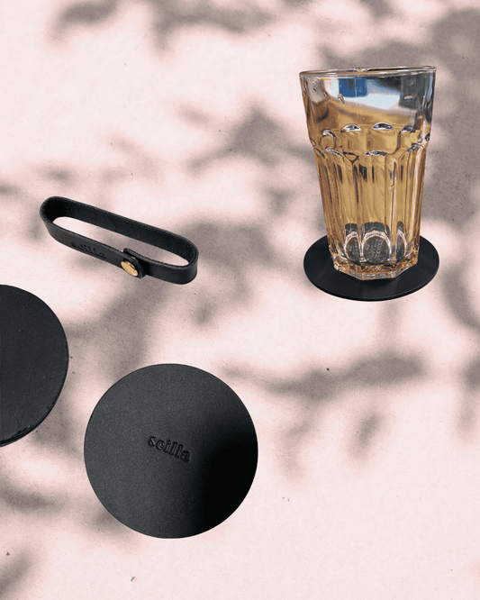 Leather Coaster – Schwarz & Dunkelgrün