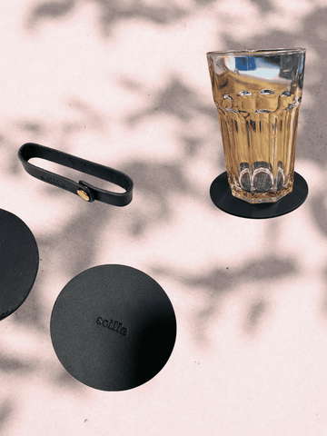 Leather Coaster – Schwarz & Dunkelgrün