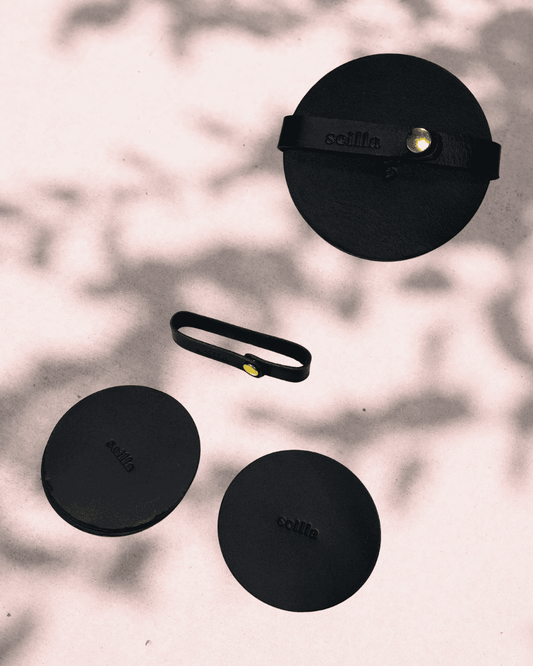 Leather Coaster – Schwarz & Dunkelgrün