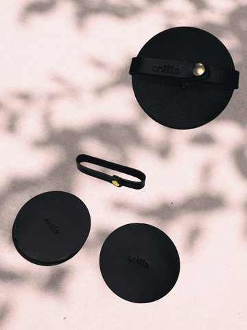 Leather Coaster – Schwarz & Dunkelgrün